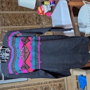 I.B. Diffusion black embellished sweater tunic or short dress.  Size medium.